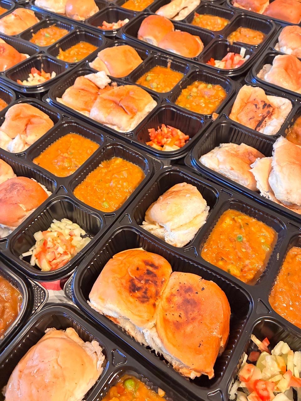 Fresh pav bhaji meal boxes prepared by Mom's Delight