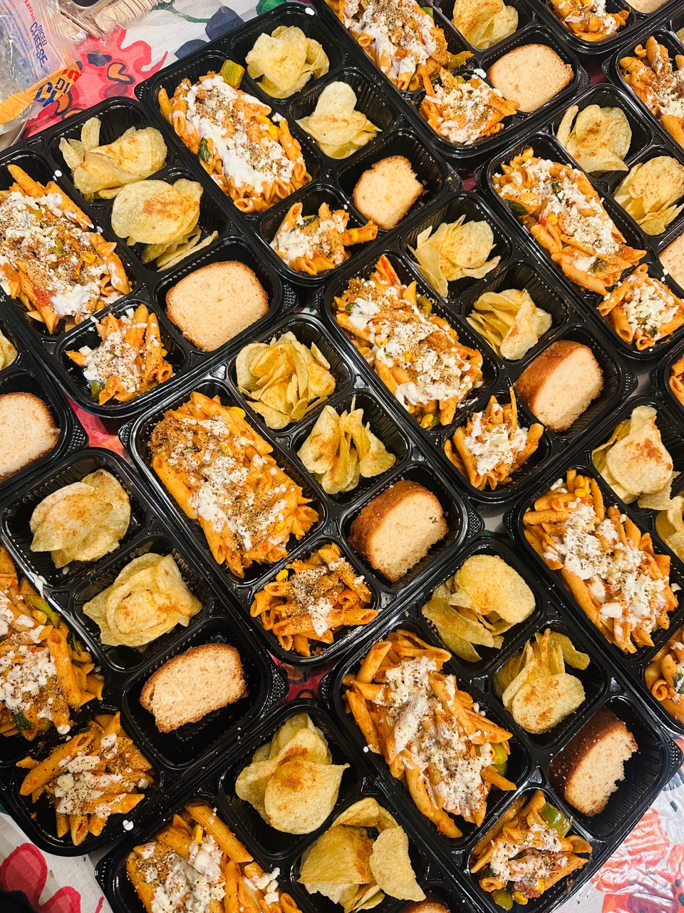 Fresh pasta meal boxes prepared by Mom's Delight