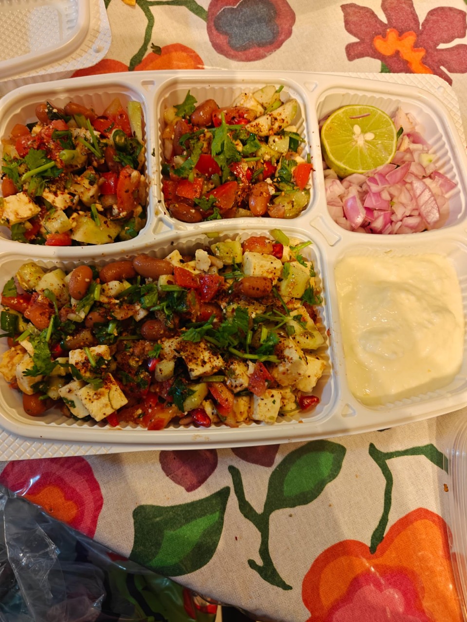 A fresh protein-rich salad prepared by Mom's Delight